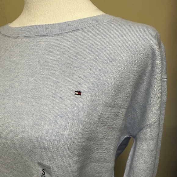 NWT! Tommy Hilfiger Women's Knit Sweater Crewneck Cotton In Blue Size S - Picture 2 of 6